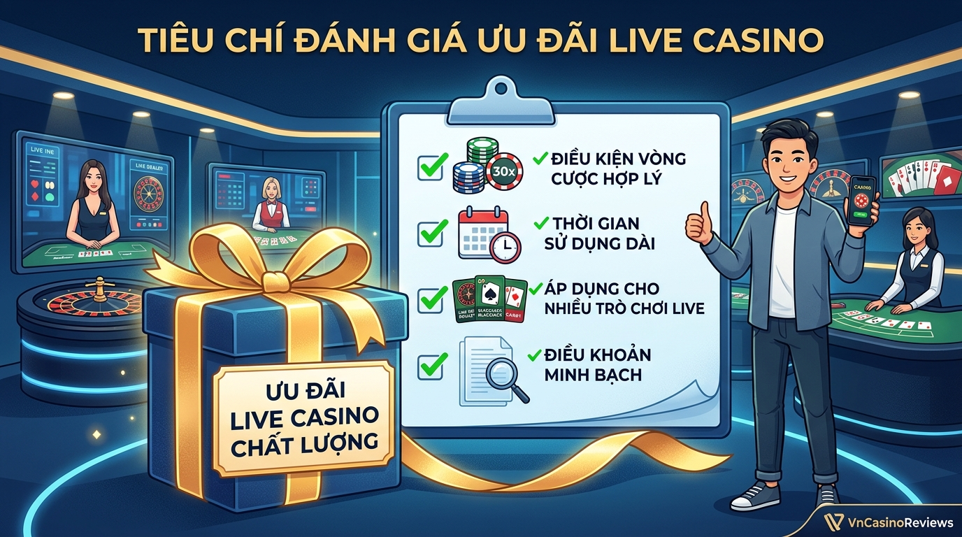 Tiêu chí đánh giá ưu đãi Live Casino chất lượng